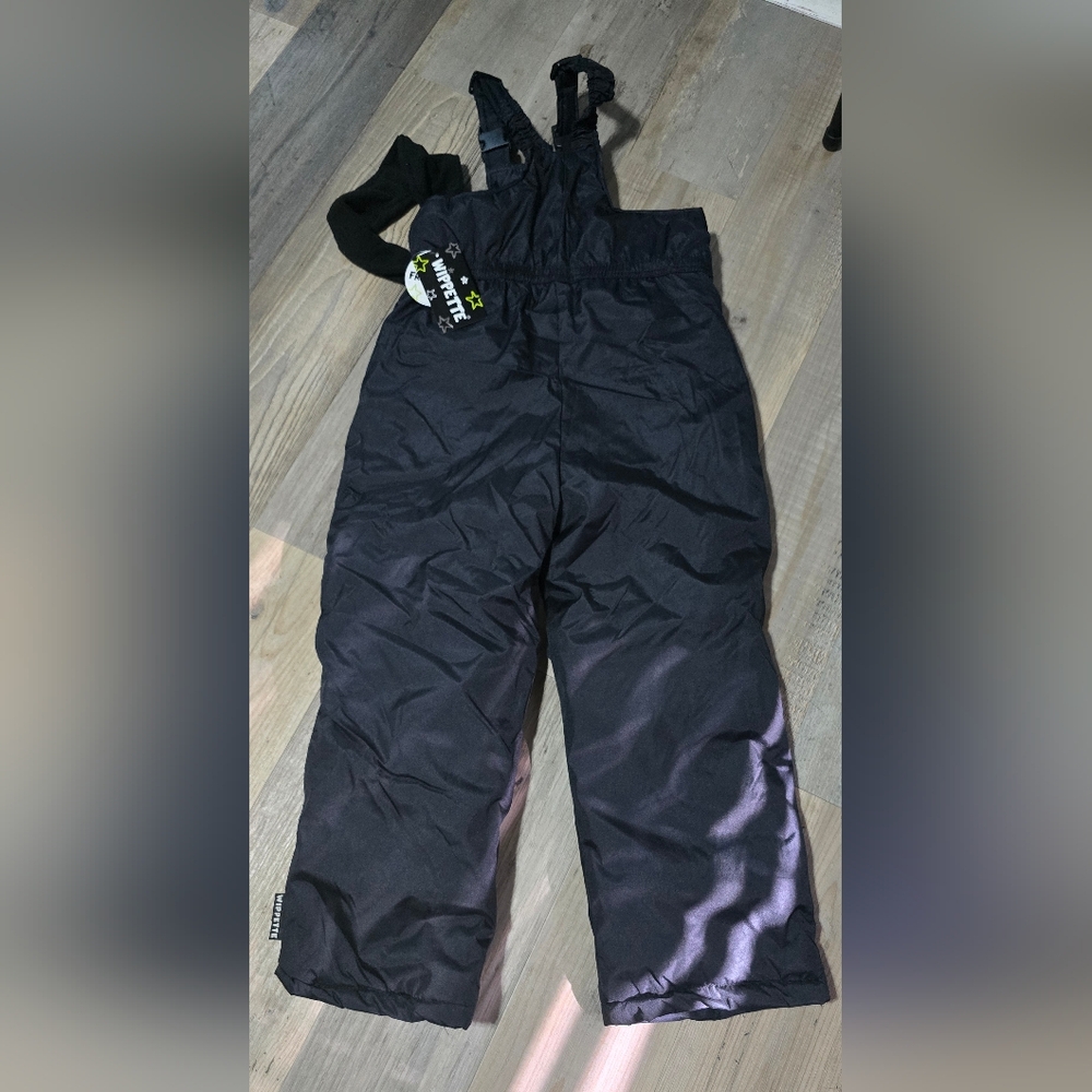 Kids Black Snow Bib Overalls - Picture 4 of 10